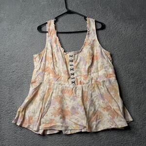 Torrid Corset Tank Top Women's 1 Orange Floral Sleeveless